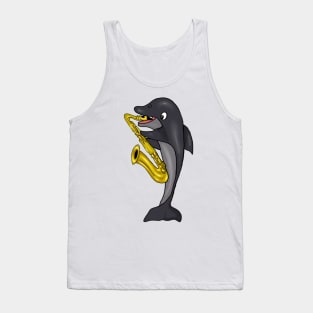 Shark Playing Saxophone Tank Top